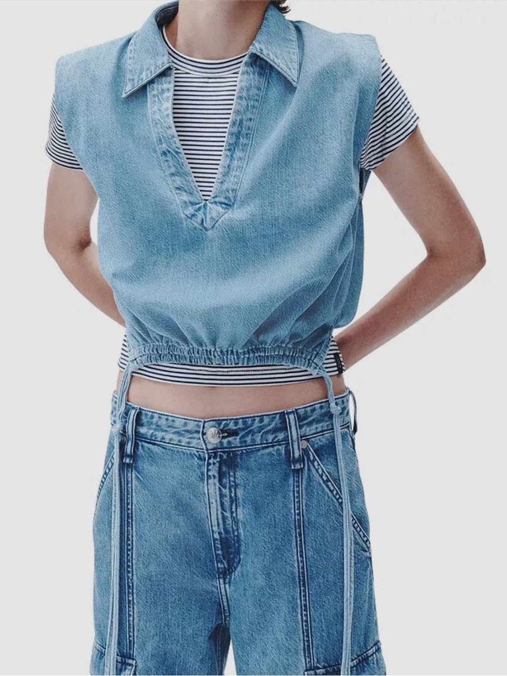 🩵rag & bone Light Blue Denim Featherweight Fiona Top